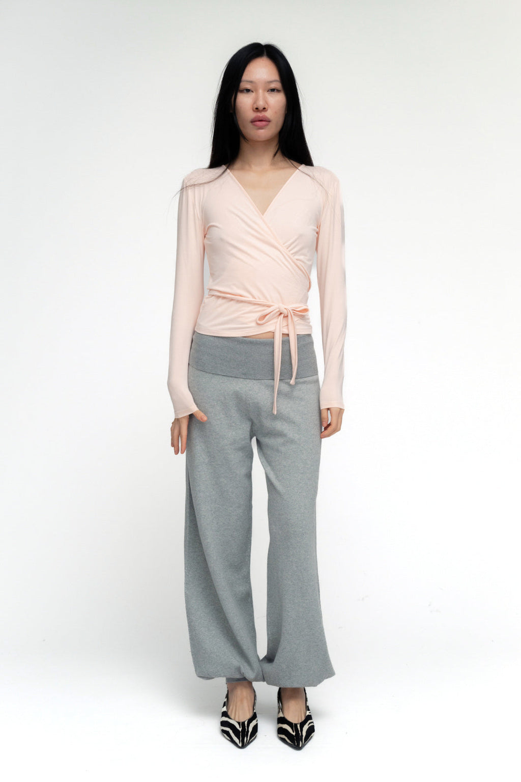 BALLERINA WRAP TOP IN POWDER PINK