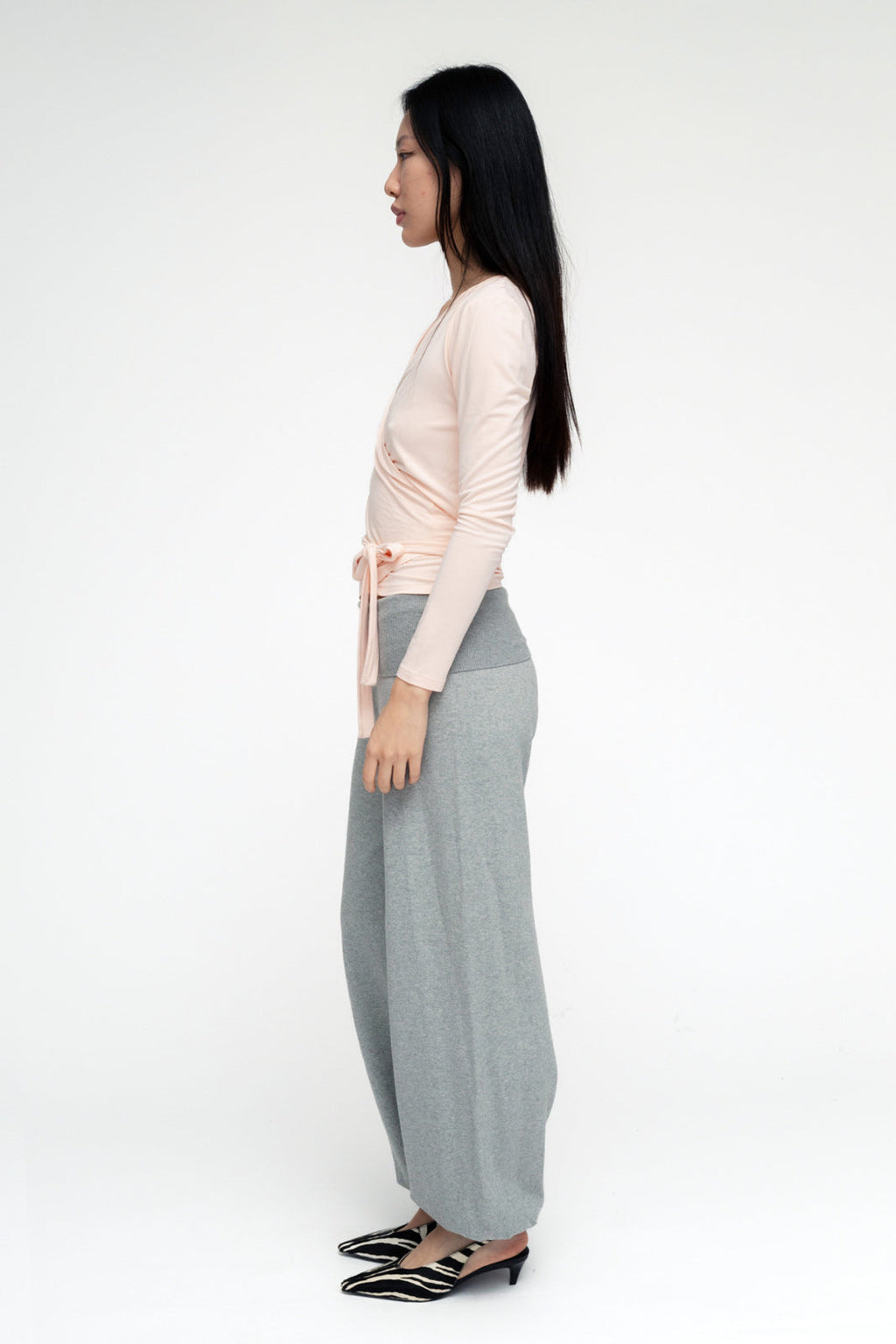 BALLERINA WRAP TOP IN POWDER PINK