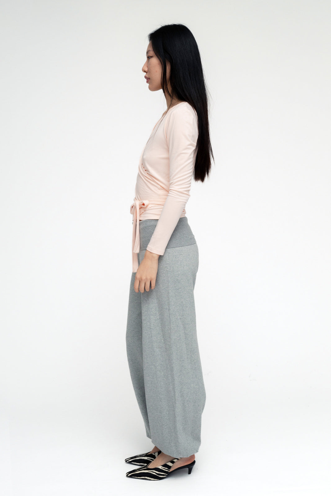 BALLERINA WRAP TOP IN POWDER PINK